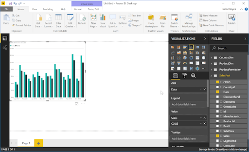 Visual Elements Window - Power BI Sales Dashboard